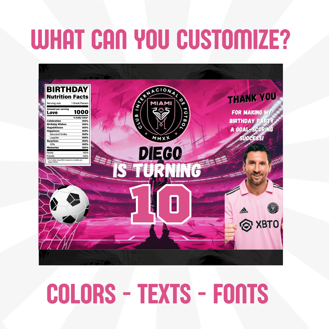 Chip bag template - Messi Inter Miami