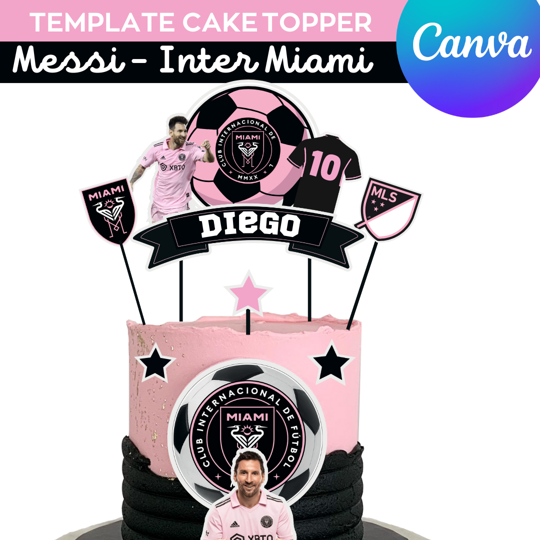 Messi Inter Miami pack editable party template canva | Messi birthday printable editable | Messi party birthday | template soccer canva |