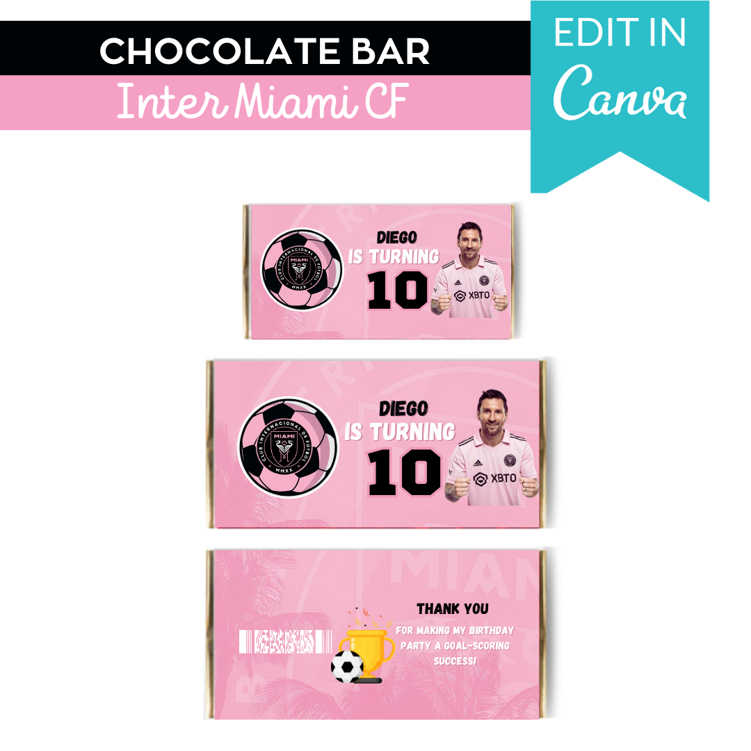 Messi Inter Miami pack editable party template canva | Messi birthday printable editable | Messi party birthday | template soccer canva |