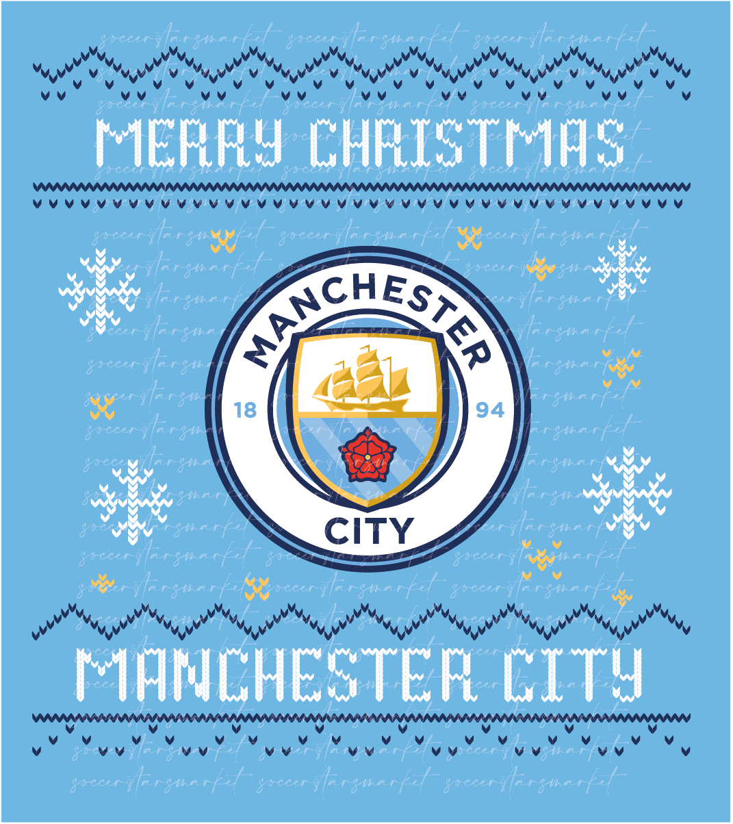 Manchester City Christmas | PNG Only Digital File | Ugly Sweater Style Football | Man City Clipart | Man City Xmas Jumper digital