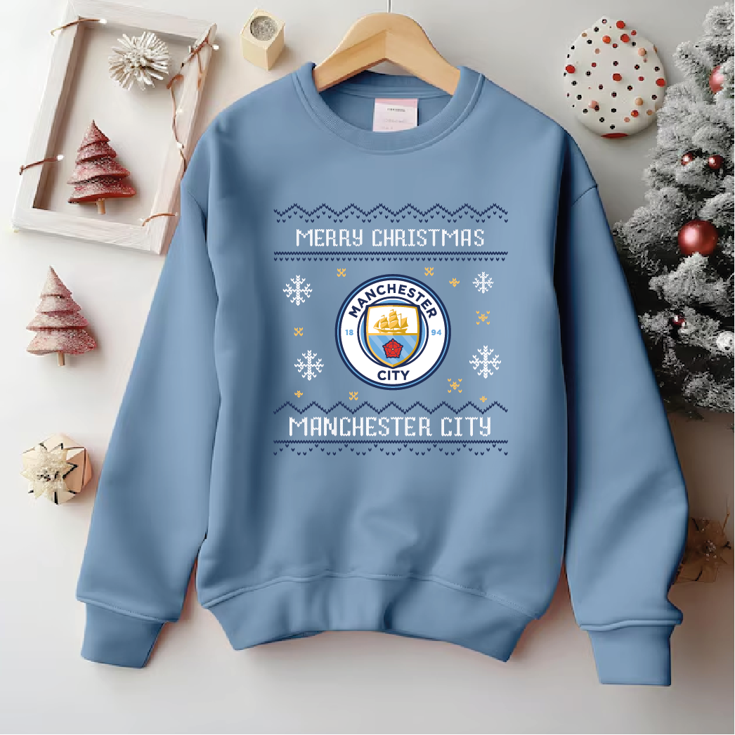 Manchester City Christmas | PNG Only Digital File | Ugly Sweater Style Football | Man City Clipart | Man City Xmas Jumper digital