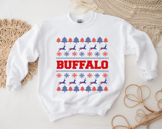 Buffalo Football Team Christmas | PNG Only Digital File | Buffalo Ugly Sweater Style Football | Bills Clipart | NFL Christmas | Buffalo Christmas jumper