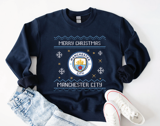 Manchester City Christmas | PNG Only Digital File | Ugly Sweater Style Football | Man City Clipart | Man City Xmas Jumper digital