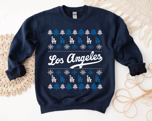 Los Angeles Baseball Team Christmas | PNG Only Digital File | LA Ugly Sweater Style MLB | Dodgers Clipart | MLB Christmas | Los Angeles baseball