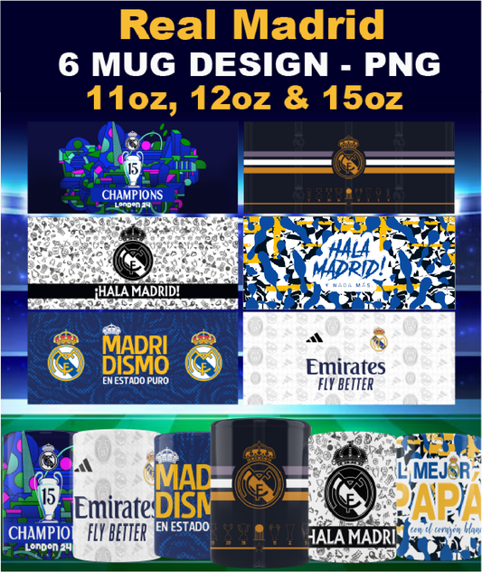 Bundle mug wrap PNG digital | Real Madrid Digital Download | Mug Sublimation Design | 11, 12 & 15oz Mug design |  File for sublimation